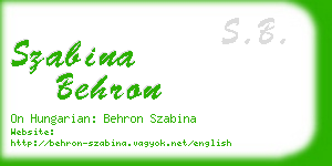 szabina behron business card